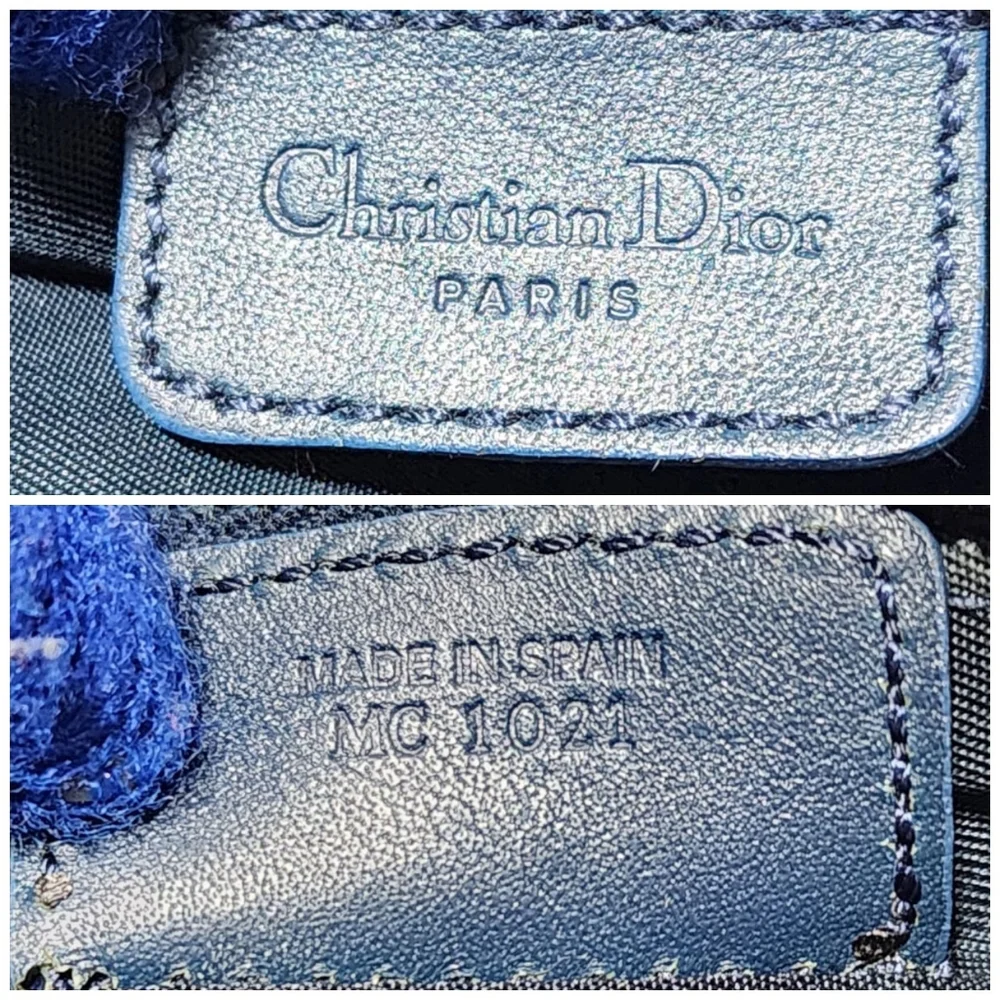 Christian Dior Vintage Oblique Canvas and Leather Saddle Pochette Bag Navy Blue/ - Picture 4 of 13
